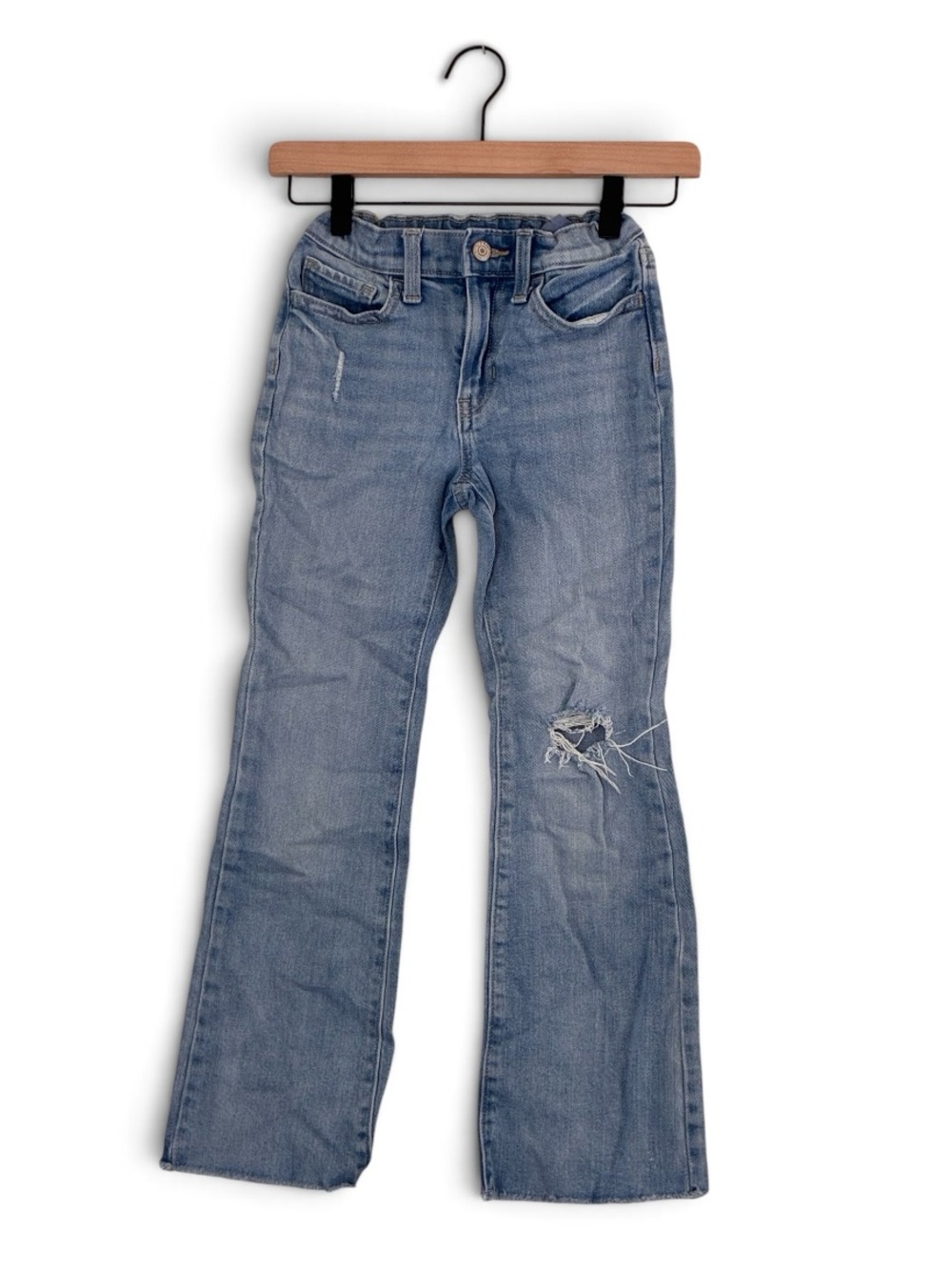 Old Navy | High rise slouchy straight adjustable waist distressed denim jeans 10